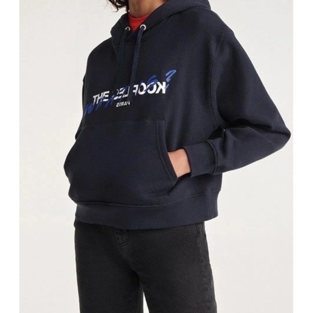 The Kooples Navy Blue Graphic Manifesto Cotton Hoodie Women's Size FR2/US M NEW